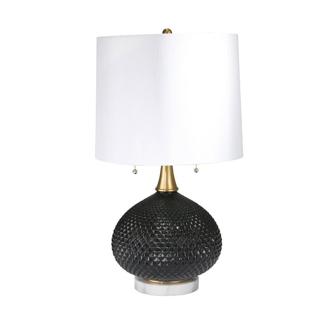 Sagebrook Home Cut Glass 27" Round Tablelamp W/Twin Pull, Bla