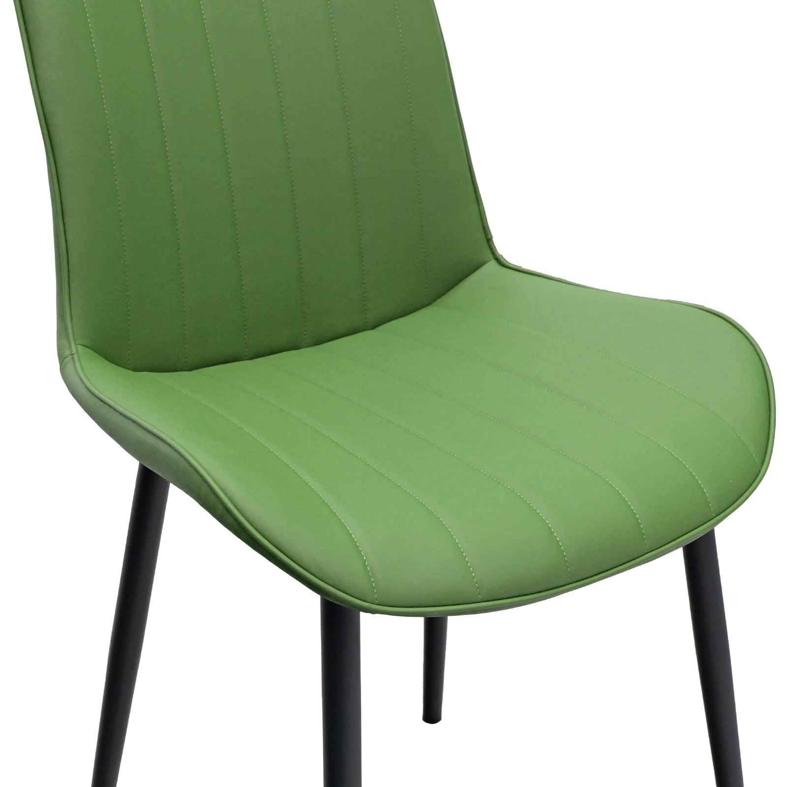 MAYEERTY Olive Green Red PU Leather Dining Chairs with Metal Legs, Wave Pattern Upholstered Armless Chair Set of 4 for Kitchen, Restaurant, Living, Meeting Room
