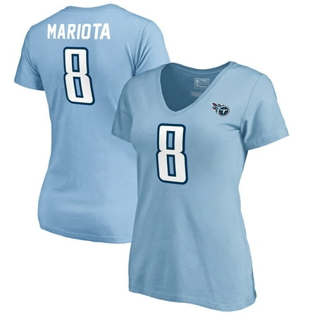 - Marcus Mariota Tennessee Titans NFL Pro Line by Fanatics Branded Women's Authentic Stack Name & Number V-Neck T-Shirt - Navy