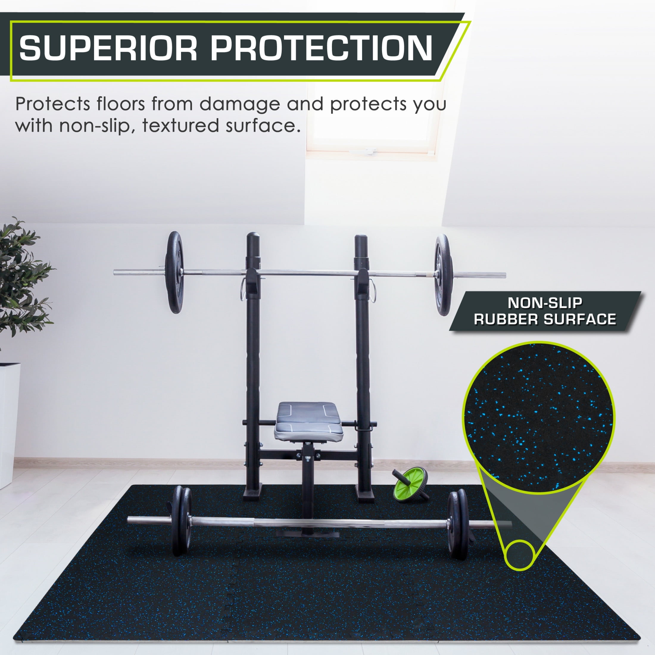 ProsourceFit Rubber Top Exercise Puzzle Mat ½-in, EVA Foam & Rubber Tiles for Home Gym