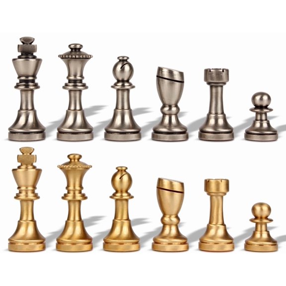 Abstract Knight Solid Brass Staunton Chess Set by Italfama