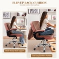 thumbnail image 6 of COOLHUT Criss Cross Office Chair with Flip Padded Backrest, Comfy PU Leather Cross Legged Desk Chair, Flip-Up Arms & Extra-Wide Seat for Home Office, Vanity Chair, Brown, 6 of 15