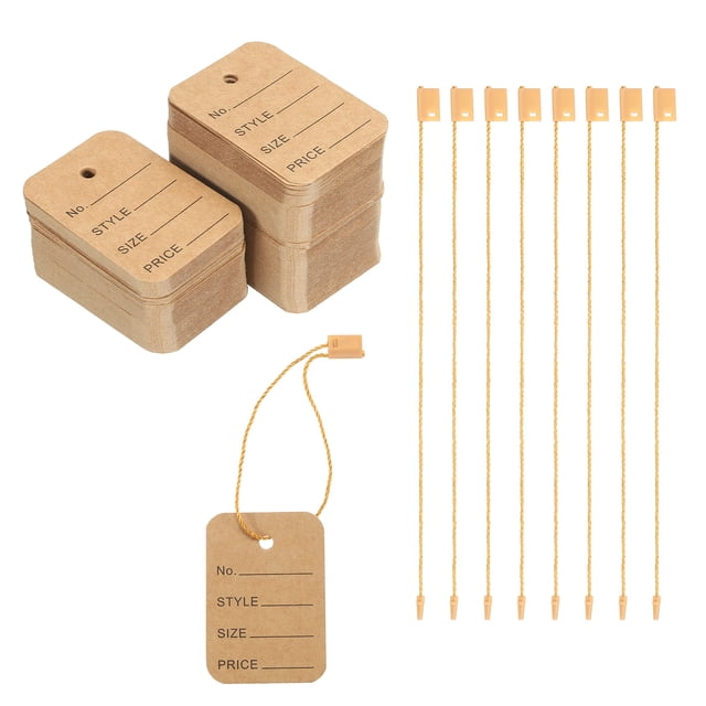 Uxcell 500 Set Price Tags 2 x 1.4 Inches Brown Tagging with Nylon String