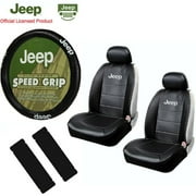 New 7pcs JEEP Car Truck Synthetic Leather Seat Covers Steering Wheel Cover