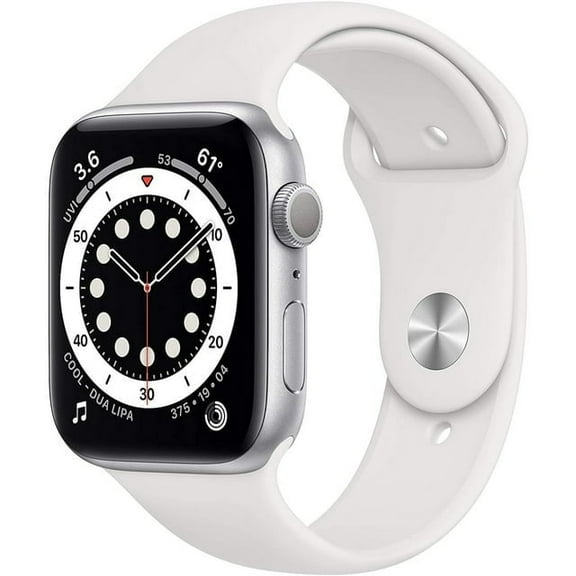 Pre-Owned Apple Watch Series 6 GPS LTE w/ 44MM Stainless Steel Case & White Sport Band