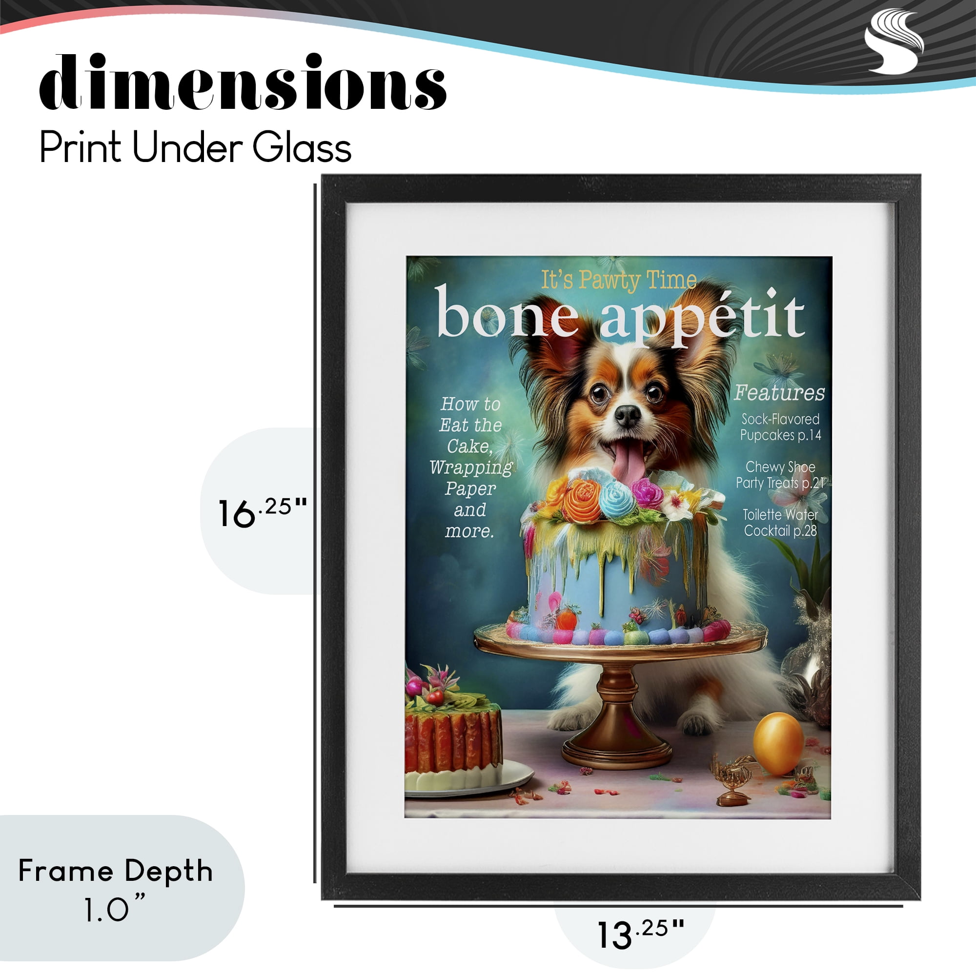 Stupell Industries Bone Appetit Dog Magazine Parody Black Framed Print Under Glass, design by Grotto Studios
