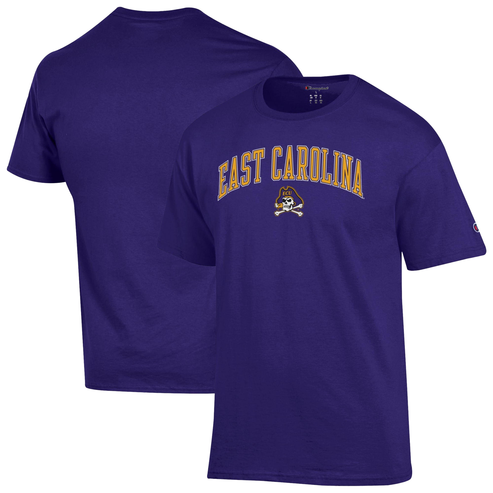Men's-Champion Purple ECU Pirates Arch Over Logo T-Shirt