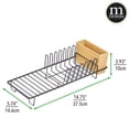Compact Profile Dish Rack mDesign Steel Compact Dish Drainer Rack with Bamboo Cutlery Caddy ...