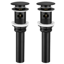 KES Black Bathroom Sink Drain with Overflow, 2 Pack Pop Up Drain for Vanity Vessel Sink, All Metal Bathroom Sink Stopper, SUS304 Stainless Steel and Brass