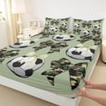 thumbnail image 4 of Erosebridal Soccer Football Queen Sheet Sets for Kids, Camo Bowknot Bed Set, Green, 1 Flat Sheet, 1 Fitted Sheet and 2 Pillowcases, 4 of 5