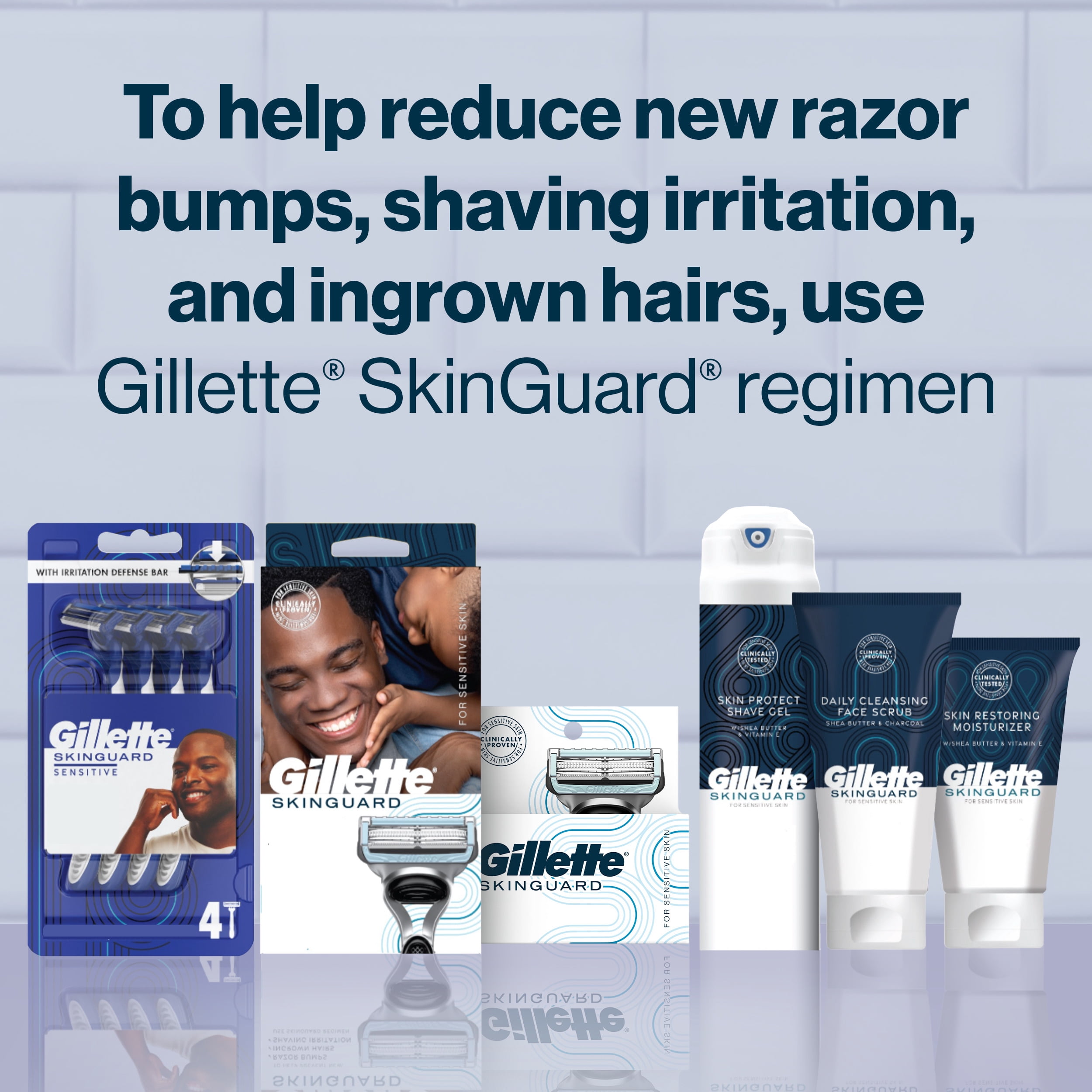 Gillette Skin Guard Men's Face Aftershave Moisturizer lotion with Shea Butter, 3.4 Oz