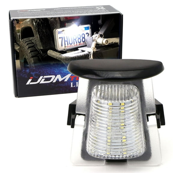 OEM-Fit 3W Full LED License Plate Light Kit For Jeep 2007-2017 Wrangler JK/JKU, Powered by 18-SMD Xenon White LED Diodes