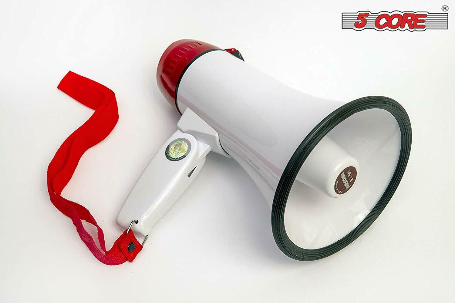 5 Core Megaphone Bullhorn Cheer Horn PA with RECORDING Siren Loudhailer
