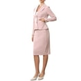 thumbnail image 4 of 2 Piece Skirt Suit Set for Women Long Sleeve Blazer Pencil Skirt Formal Work Business Outfits L Pink, 4 of 6