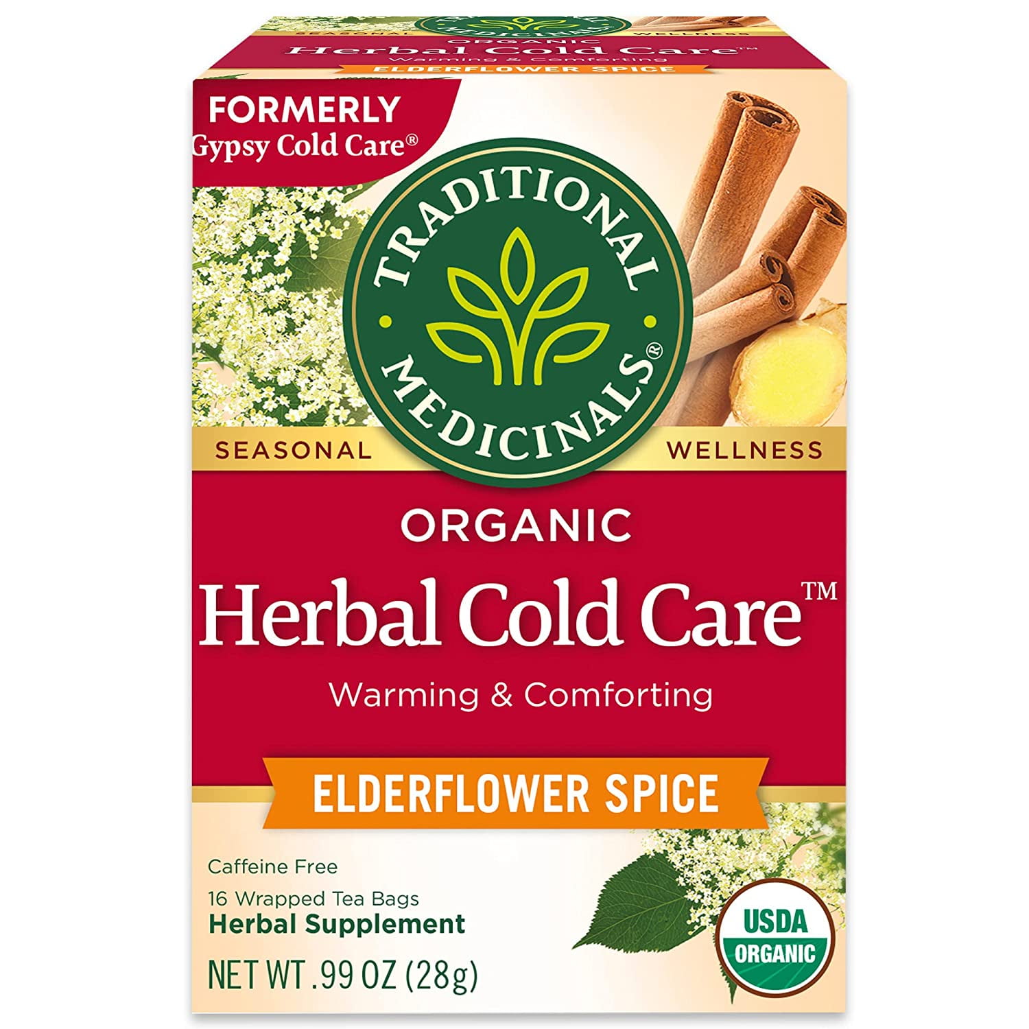 Traditional Medicinals Gypsy Cold Care Herbal Tea - Caffeine Free - 16 Bags (Pack of 1)