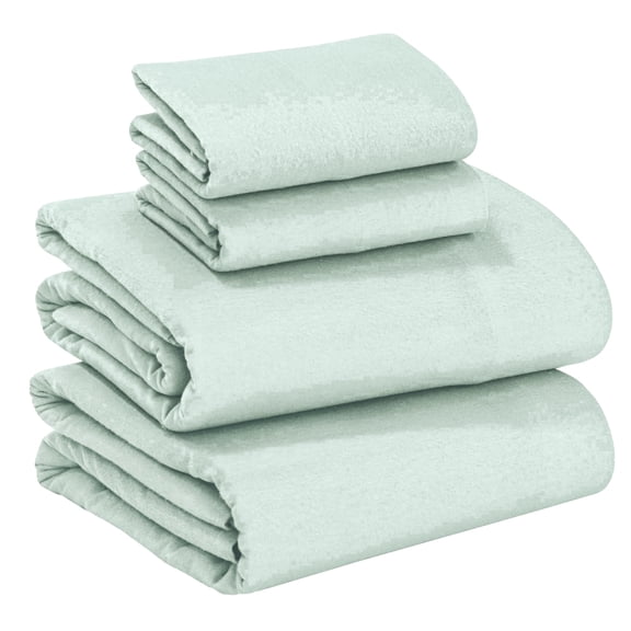 RUVANTI Flannel Sheets California King - 100% Cotton Brushed Flannel Bed Sheet Sets - Deep Pockets 16 Inches (fits up to 18") - All Seasons Breathable & Super Soft - Warm & Cozy - 4 Pcs - Mint