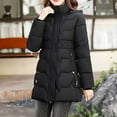 thumbnail image 4 of MELDVDIB Womens Zip-Up Quilted Puffer Jacket Solid Color Hooded Coat Winter Mid-Length Warm Padded Outwear with Pocket, 4 of 7