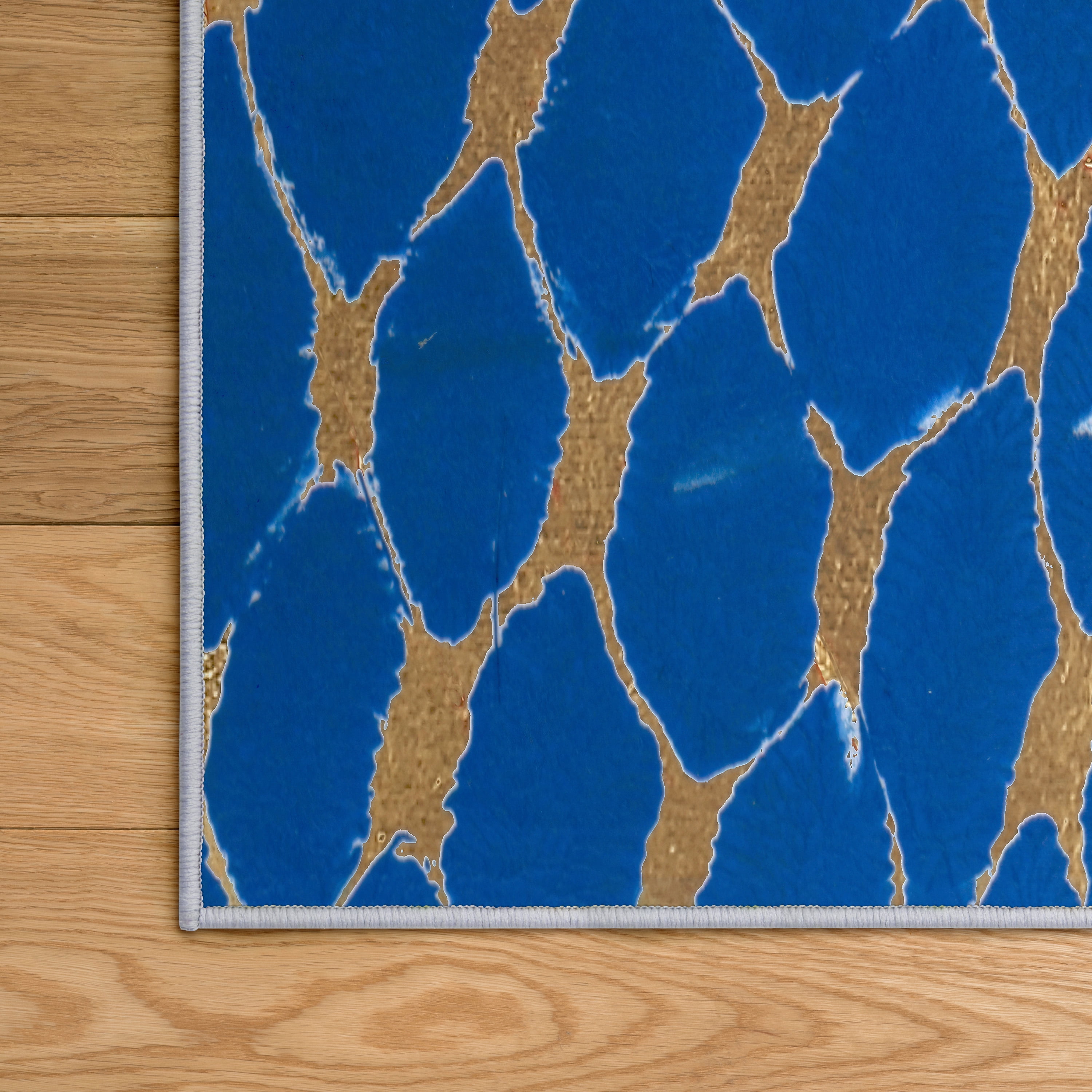 Fisherman’s Wharf I Washable Blue Art Area Rug size 8'x10', Power-loomed, Heavenly Softness with Non-Slipping Backing