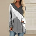 thumbnail image 3 of Long Sleeve Shirts for Women 2026 Spring Fall Casual Geometric Printed V Neck Oversized Shirt Tunic Blouse, 3 of 6