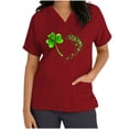thumbnail image 4 of lcziwo Scrub Tops for Women Short Sleeve Working Uniform with Pocket Summer Casual V Neck Stretchy Holiday T Shirts Funny Graphic Print Tees Red M Sales of The Day Clearance, 4 of 7