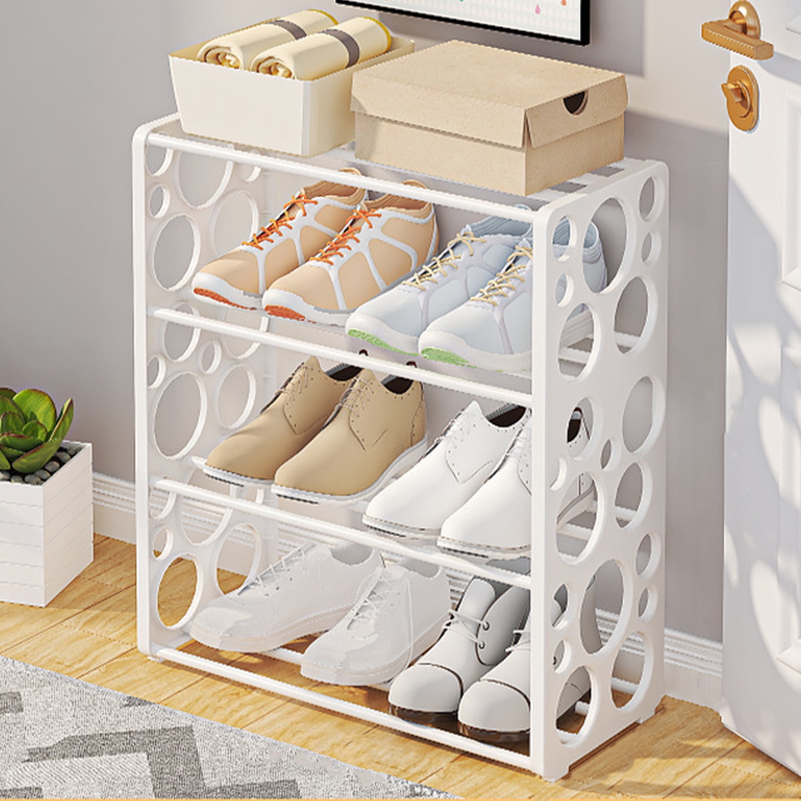 Just Released Shoe Rack Shoe Rack Storage Organizer With 4 Tiers Metal Shelves For Bedroom Closet Entry Dorm Room Stainless steel Akmoler Walmart