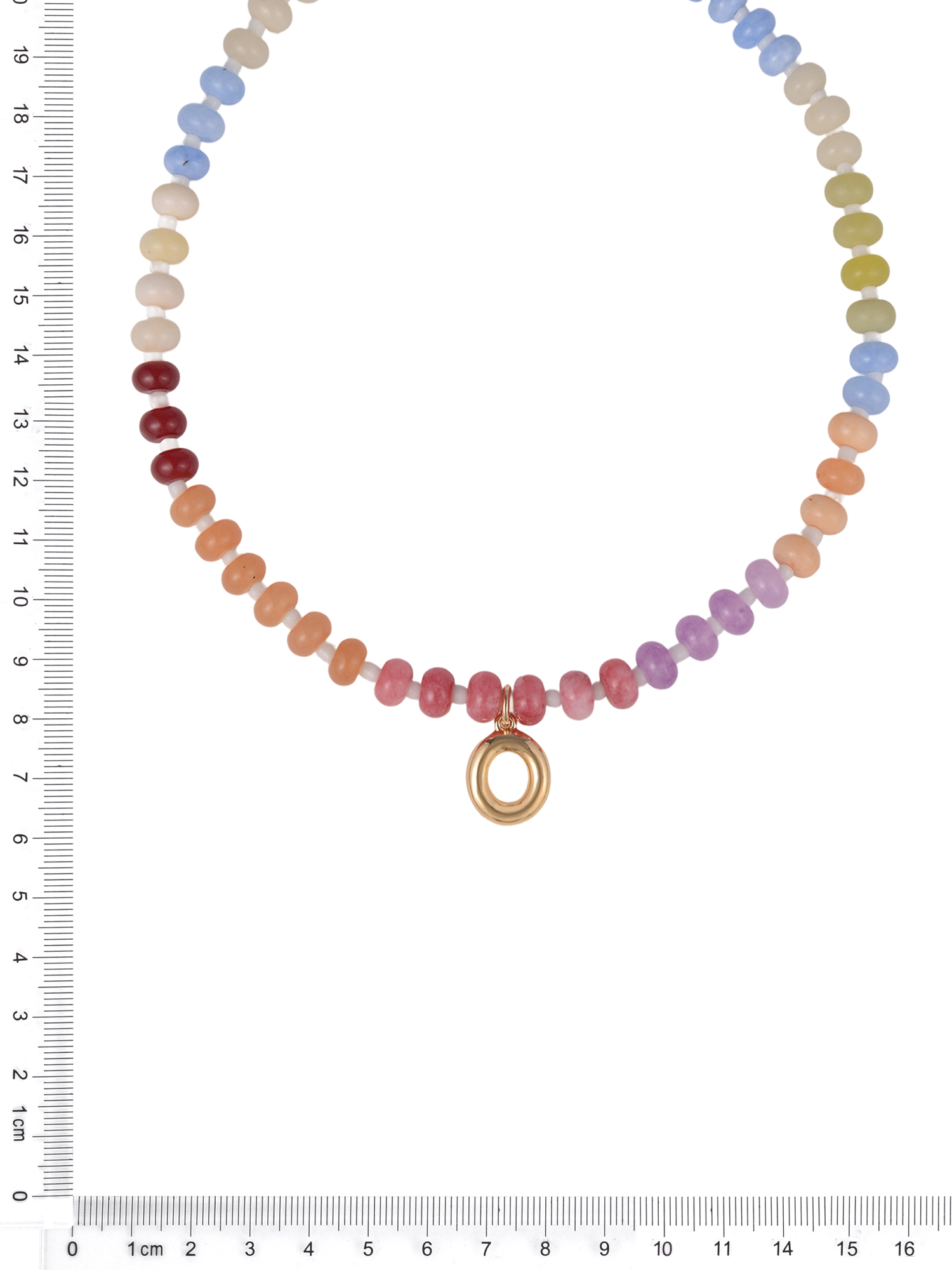 Time and Tru Goldtone Multicolored Bead Initial "O" Necklace