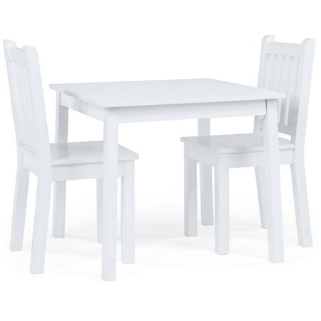 Humble Crew Daylight Kids Wood Square Table and 2 Chairs Set, White