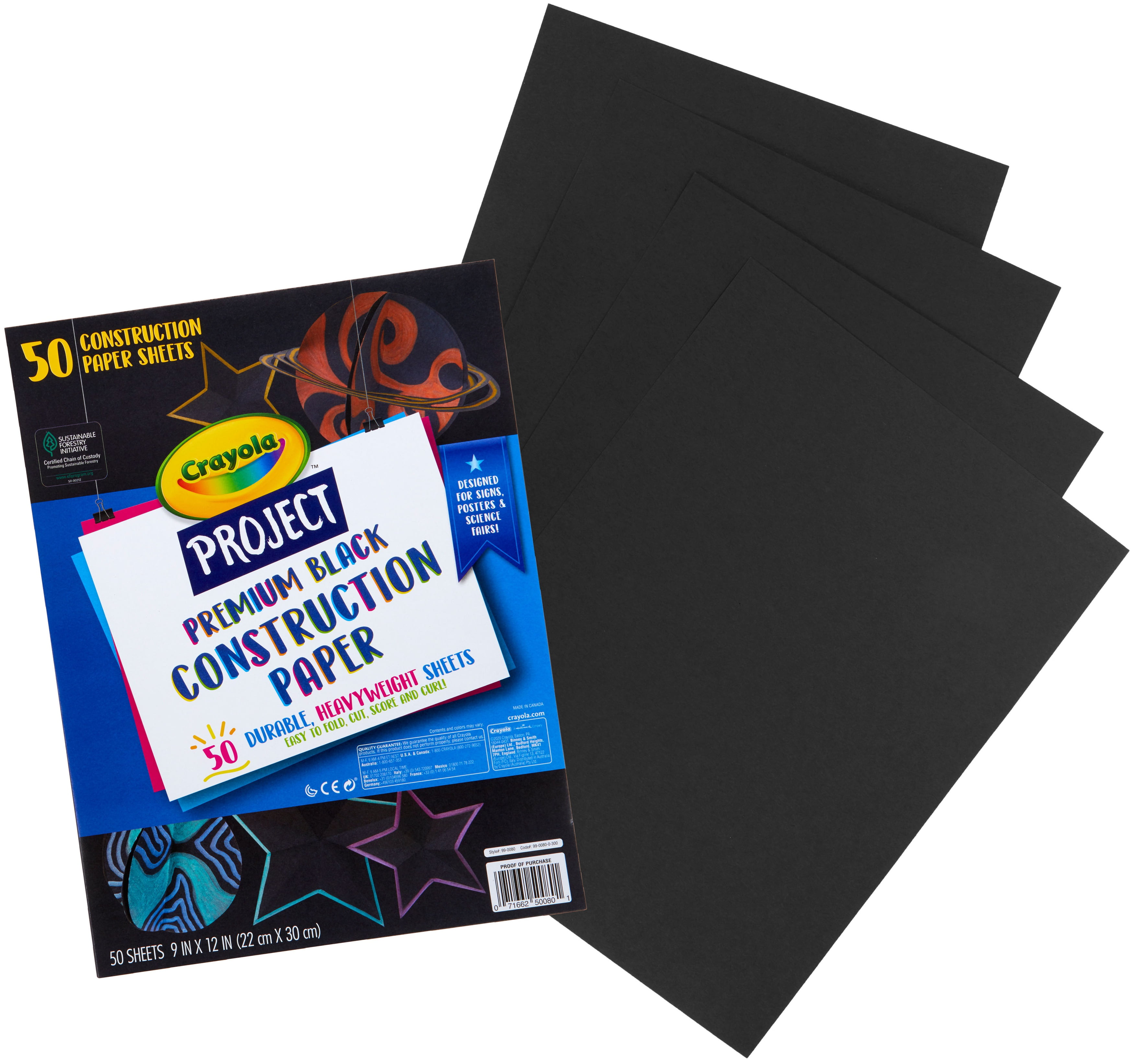 Crayola Project Premium Construction Paper 9"X12"50 Sheets Black
