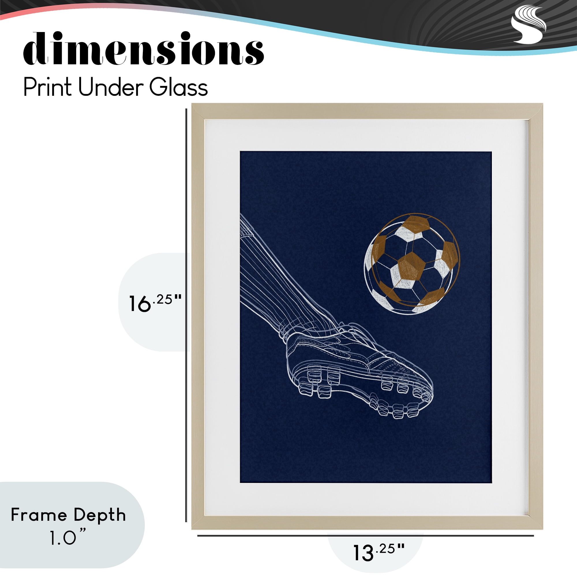 Stupell Industries Soccer Lines Contour Birch Framed Print Under Glass, design by Marcus Prime