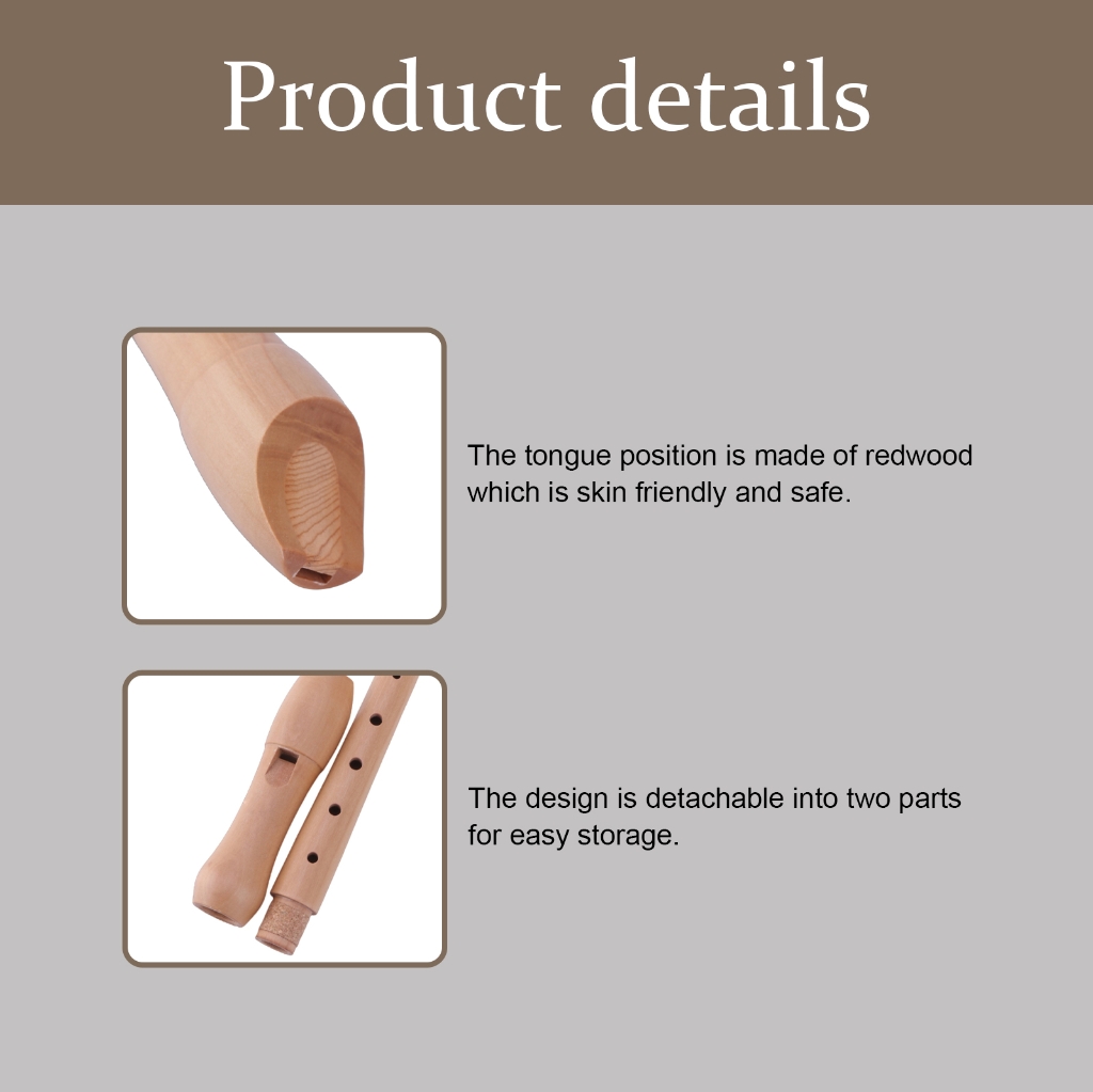 Soprano Recorder C Key 8 Hole Wood Recorder Professional German Style Treble Flute with Cleaning Rod and Carrying Box