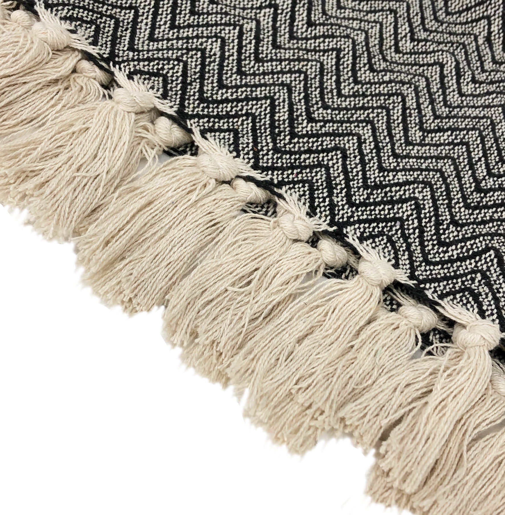 Maxine Chevron Black Cotton Blanket Full/Queen