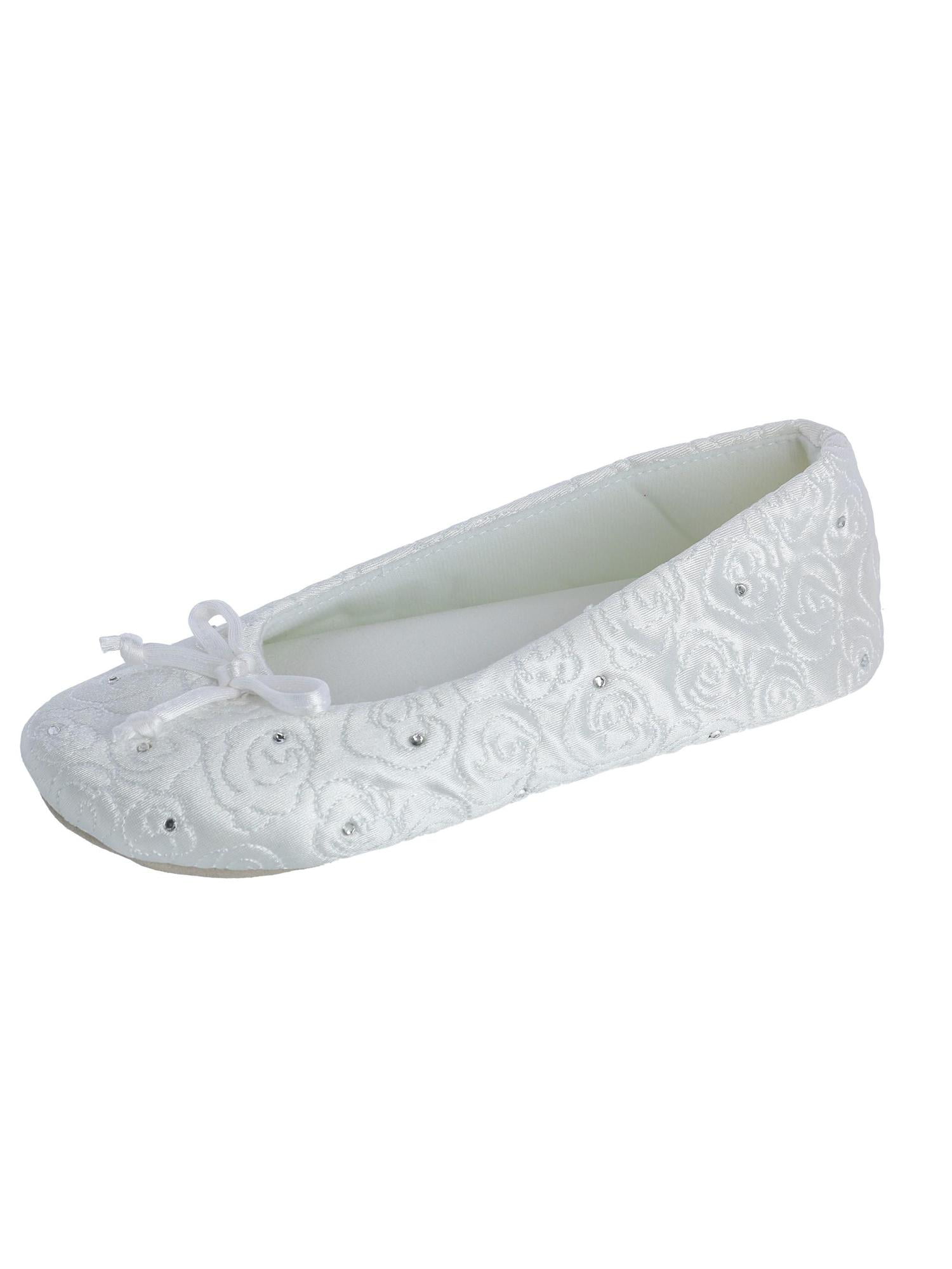 Isotoner Terry Lined Rose Quilted Ballerina Slippers (Women's ...