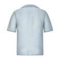thumbnail image 4 of Lovskoo Mens Button Down Short Sleeve Shirt Collared Shirt Trendy Knit Hollow Out Casual Solid Color Blouse Shirt Light Blue, 4 of 5