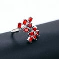 thumbnail image 6 of Uloveido Platinum Plated Oval Cut Red Cubic Zirconia Tree Leaf Adjustable Wide Cocktail Ring for Women, 6 of 7