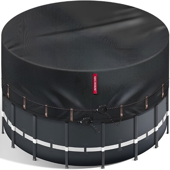 SELIVO 18Ft Round Pool Cover,Heavy Duty Fabric Solar Cover for Above Ground Pools,New Super Windproof with 2 Ratchet for Easy Installation,Snug Fit&Uv Resistant