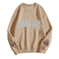 thumbnail image 4 of WMTBSRSW Game Day Sweatshirt for Women Football Sweatshirts Oversized Crewneck Long Sleeve Pullover Tops Cute Graphic Sweatshirt Khaki M, 4 of 4