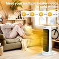 thumbnail image 5 of Caynel Oscillating Tower Ceramic Heaters, Electric Space Heater for Home with Thermostat 12-Hour Timer, 1500W, White, 5 of 6