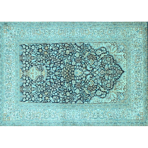 Ahgly Company Indoor Rectangle Persian Light Blue Traditional Area Rugs, 2' x 5'