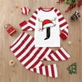 thumbnail image 2 of Gvdentm Family Christmas Pajamas Matching Pajamas Letter Santa Hat Print Long-Sleeved Tops + Elastic Waist Trousers for Family Xmas PJs Sets Holiday Sleepwear for Men/Women/Kids/Baby, 2 of 5