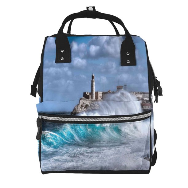 Disketp Lighthouse in Havana Mochila de Pañales de Gran Capacidad con Múltiples Bolsillos, Mochila de Viaje Multifuncional para Bebé, Unisex, Moderna y Resistente