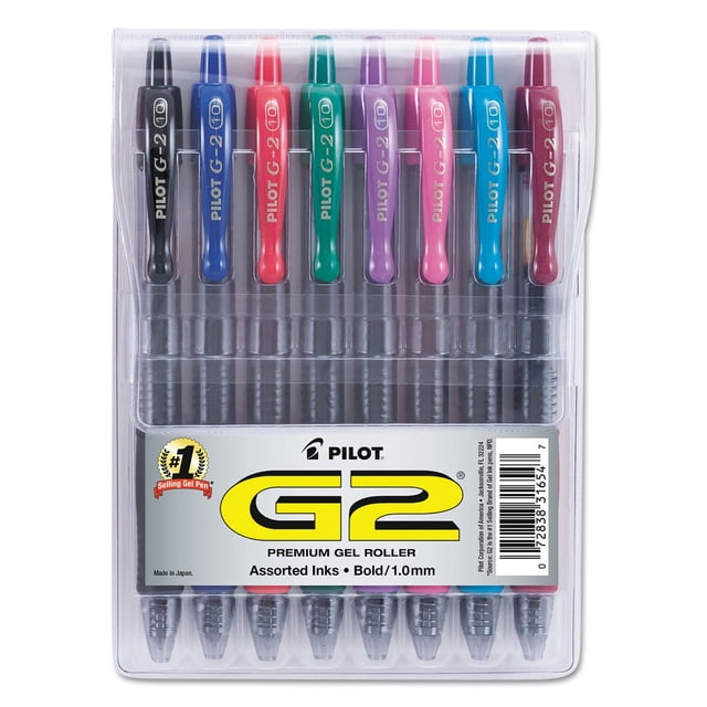 Bolígrafos de gel PILOT G2 Premium, recargables y retráctiles, paquete de 8