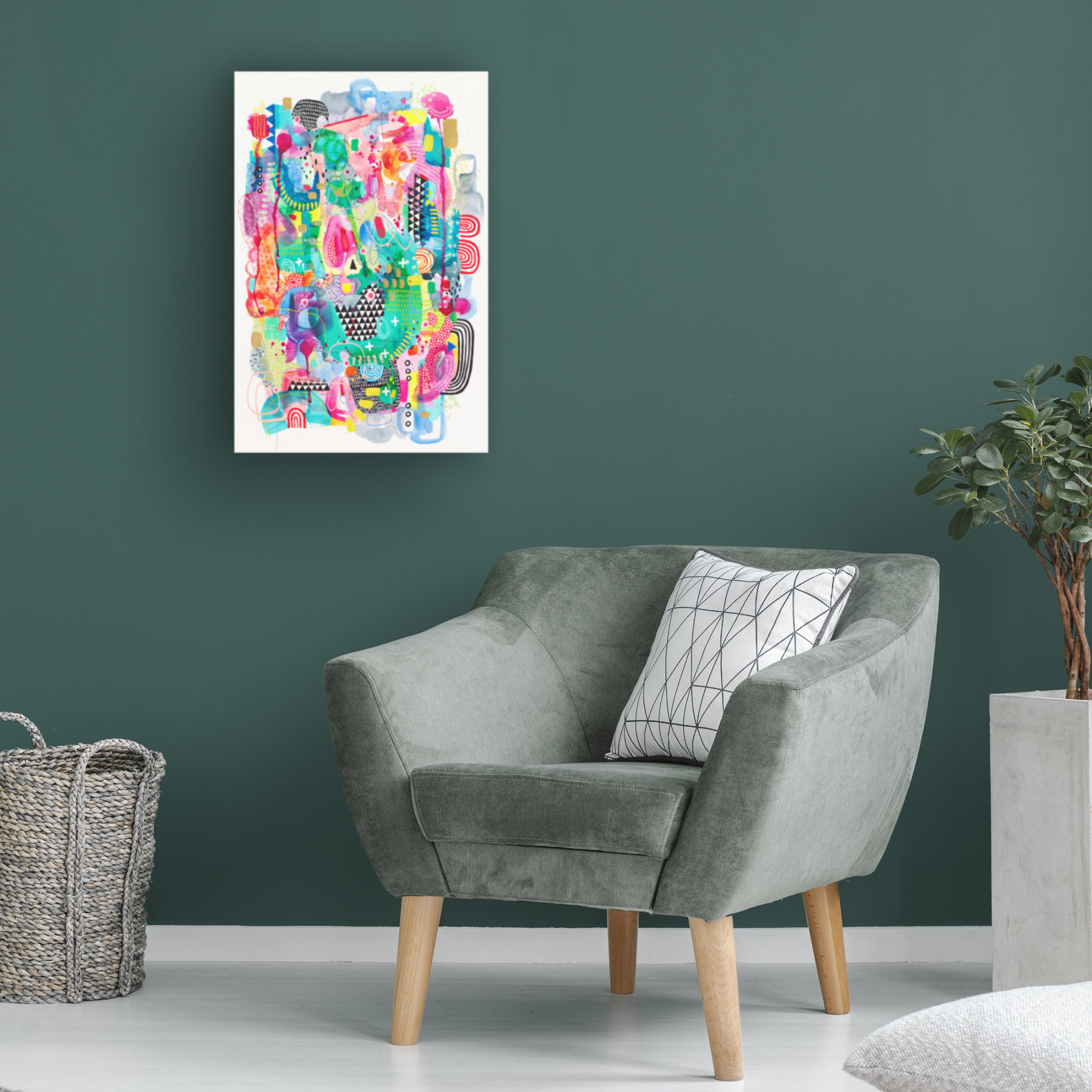 Canvas Wall Art - Van Dam Art 'Flamingos in the City' Wall Art for Living Room, Bedroom, or Office Décor by Trademark Fine Art - 16 x 24 Inches