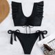 thumbnail image 2 of Conjunto de ropa de playa Bikini con correas elegantes bloque de color cómodo traje de baño dividido para mujer OAVQHLG3B Store  lin121212, 2 of 4