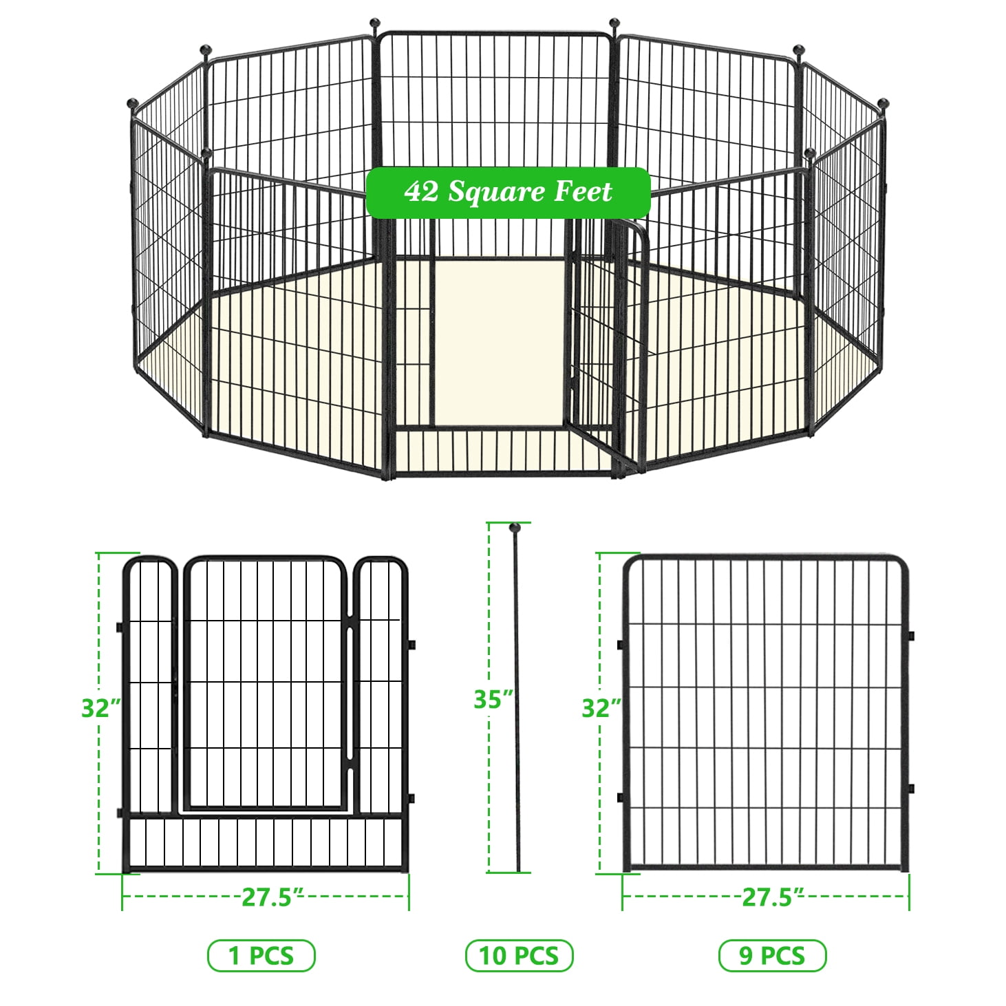 Jhsomdr Decorative Garden Metal Fence 23ft (L)×32in(H) 10 Panels Heavy Duty Iron Wire Animal Barrier Temporary No Dig Fence Landscape Edging Privacy Fencing for Yard, Outdoor, Dog, Patio, Flower Bed