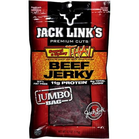 Jack Link: 97% Fat Free Jumbo Bag Sweet & Spicy Thai Beef Jerky, 6.20 oz