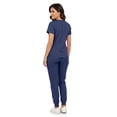 thumbnail image 2 of MediChic Women’s Premium Scrub Set – V-Neck Notch Scrub Top & 6-Pocket Jogger Scrub Pants, 4-Way Stretch, Medical Uniform Navy Medium, 2 of 5