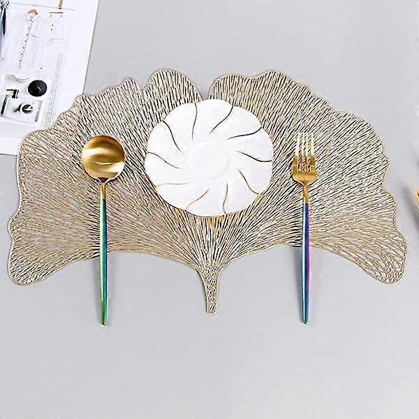 Decorative PVC Coasters with Hollow Pattern of Ginkgo Biloba Leaves (Gold)