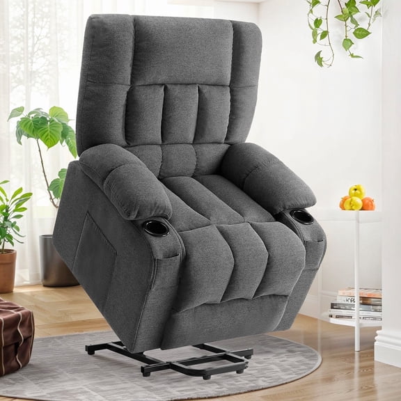 Recline Chair, 21.6"W Oversize Accent Armchair with Storage Bag, Modern Chair for Living Room, Bedroom, Gray