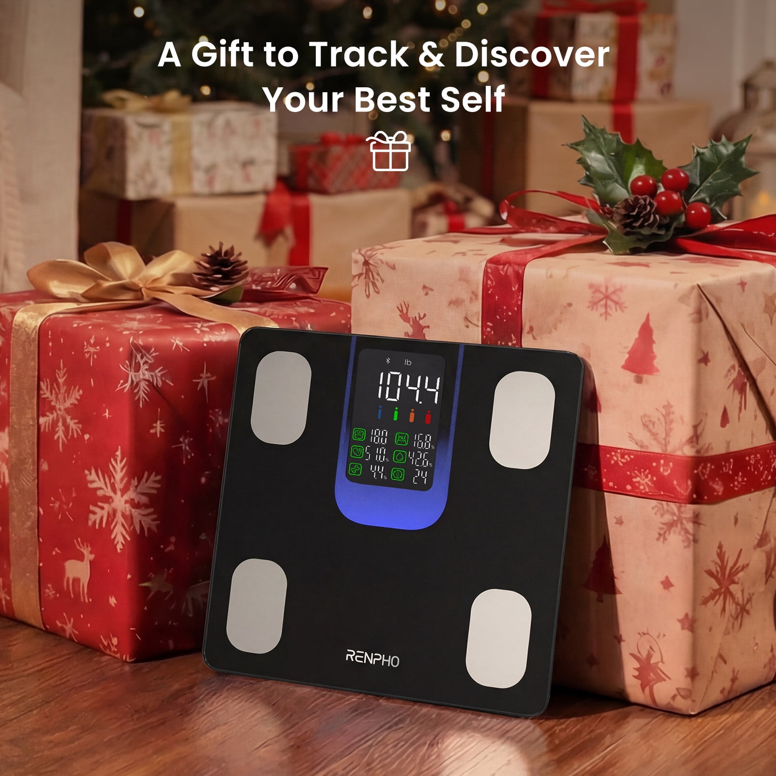 RENPHO Smart Scale for Body Weight, Weight Scale with 7-in-1 Large Display for BMI, Body Fat, Muscle Mass, 13 Body Composition, High Accurate Bluetooth Scale, 500lbs, Black
