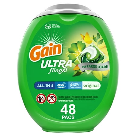 Gain Ultra Flings Original, Laundry Detergent Pacs, 48 Count